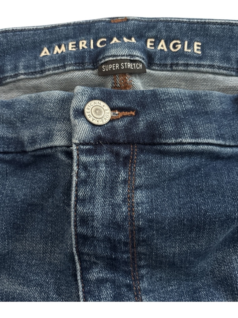 American Eagle Outfitters Women's Dark Blue Distressed Skinny Jeans - Picture 5 of 6